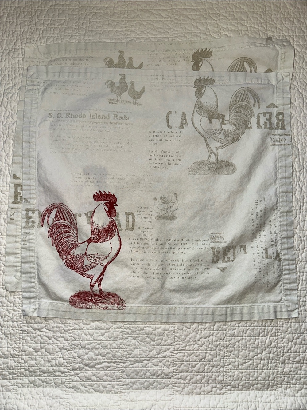 Williams Sonoma Hand Towel White Cotton Rooster Print Kitchen Towel